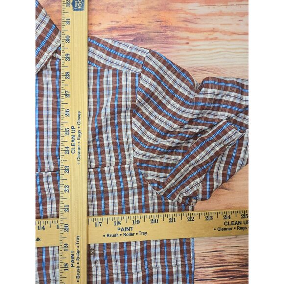 Exofficio Mens Plaid Button-Down Short Sleeve Shirt Medium Brown - Picture 8 of 8